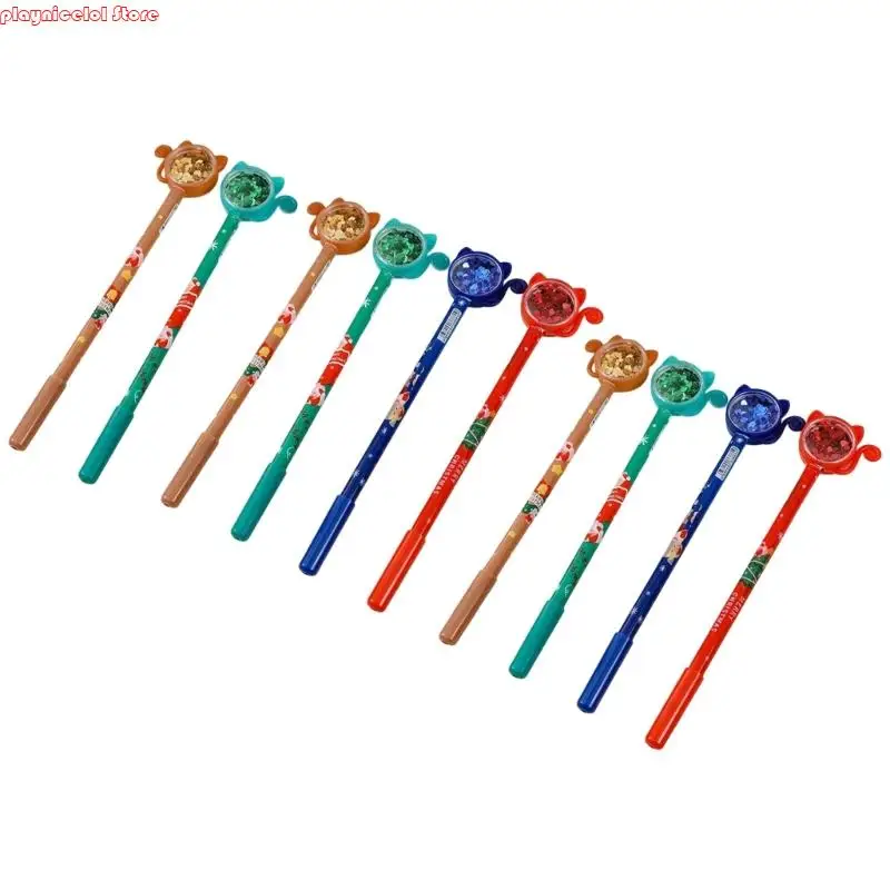 E8BA 10pcs عيد الميلاد جل القلم 0.5 مم إبرة لكتابة الملاحظات أخذ دفتر اليومية