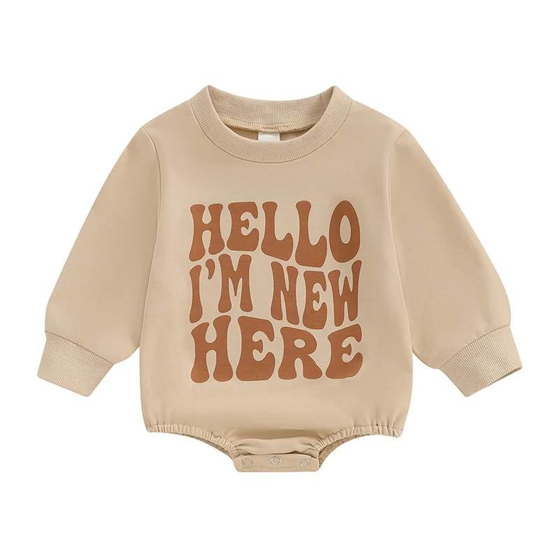 Baby Sweatshirt Romper Classic Letter Print Long Sleeve Round Neck Bodysuit Newborn Playsuit