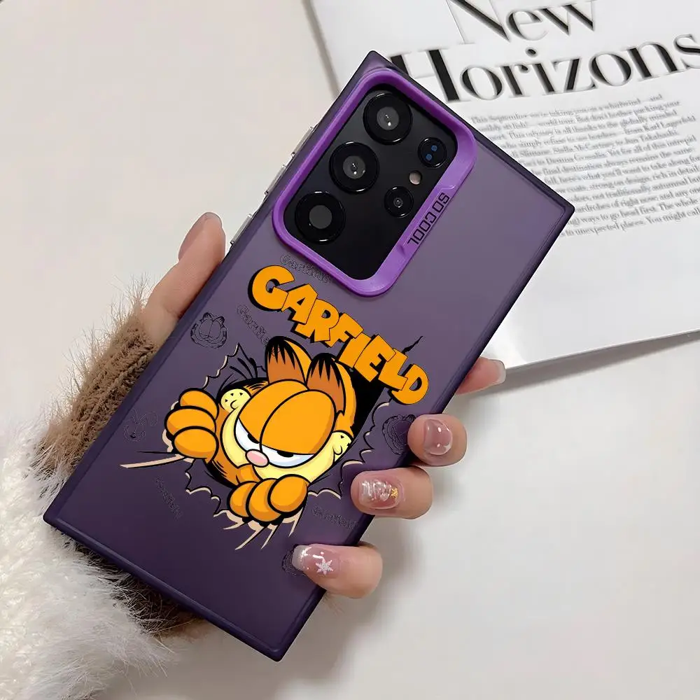 Etui na telefon G-Garfields Anime, urocze, silikonowe, srebrne, do Samsung Galaxy S25 Edge S24 S23 S22 S21 S20 Ultra Funda