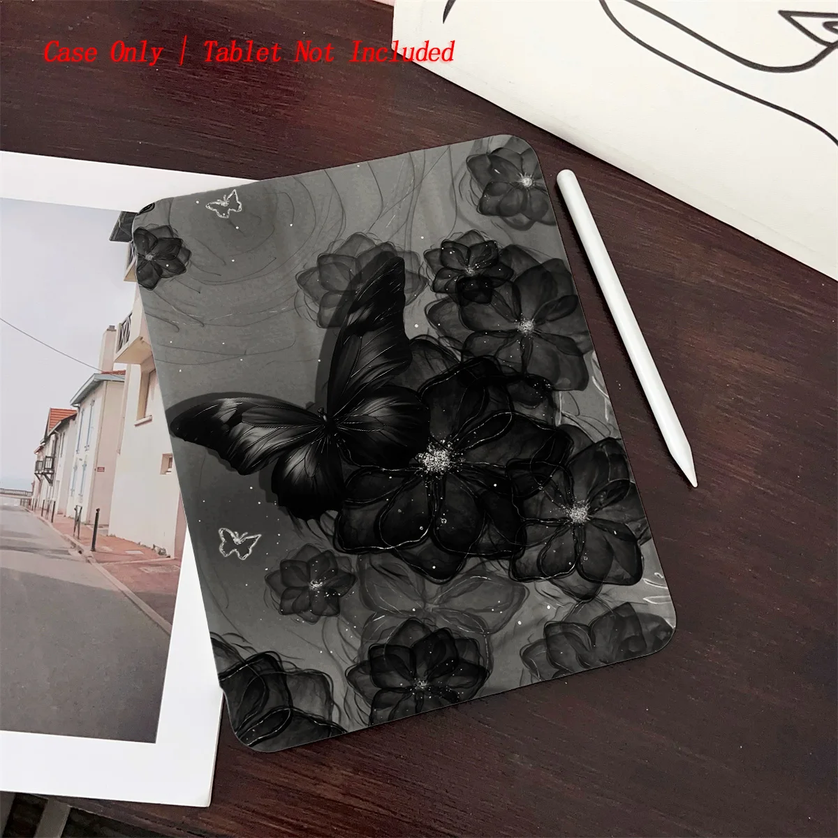 

Black Butterfly Printed iPad Case for Pro 12.9/11/Air 10.9/iPad 10.2/Mini 6, Shockproof Wear-Resistant Cover