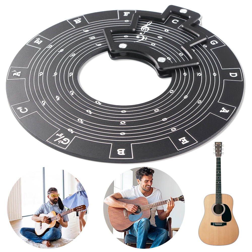 Circle of Fifths Wheel Guitar Chord Wheel Aluminium Alloy Musical Educational Tool with Storage Bag for Music Learning