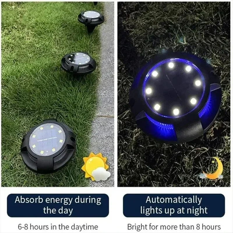 Luz de disco de energía Solar para jardín al aire libre, luz de cubierta subterránea, lámpara Led Solar enterrada, decoración de jardín, 12Led de colores