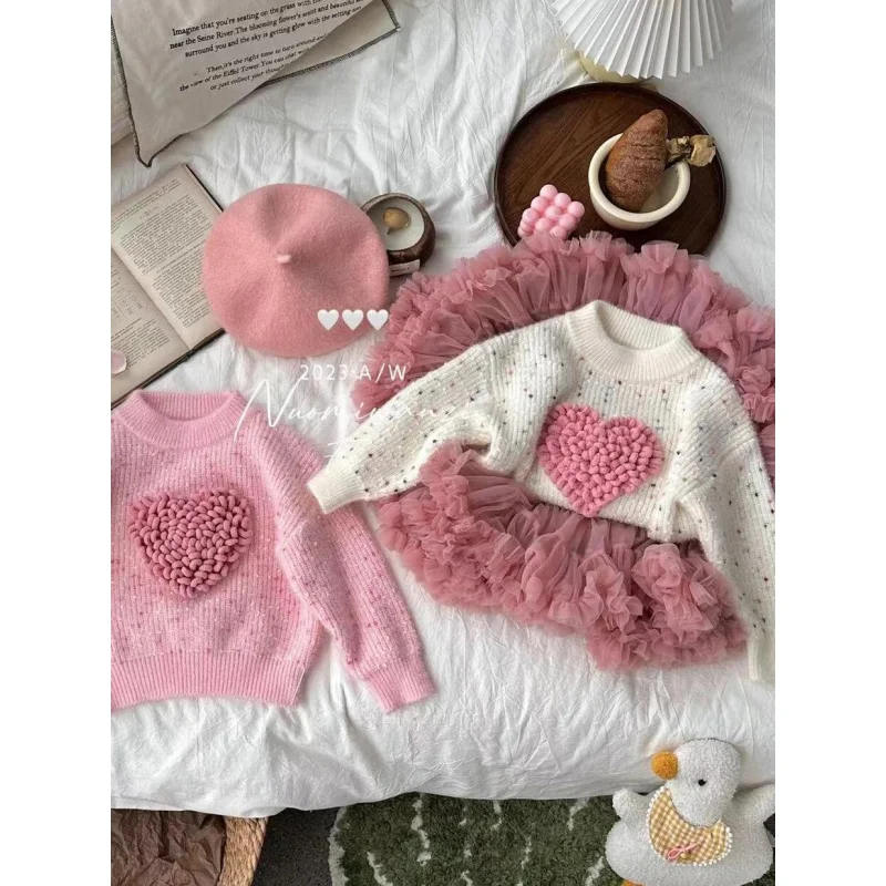 

Girls' Knitting2024New Children's Clothing Children's Winter Clothing Fashionable Sweater Coat Baby Fashionable Top Fashion