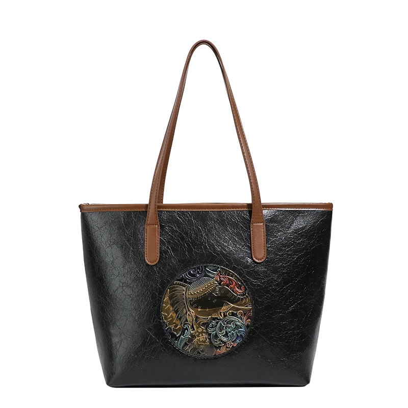 

Casual Women Handbag Soft Leather Shoulder Crossbody Bags for Women 2025 New Fashion Print Ladies Messenger Tote Bag