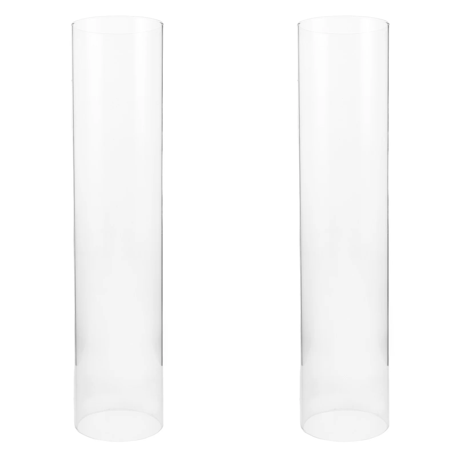 ปลอกแก้วใสกันลมสำหรับเทียนทรงกระบอกแบบเปิด 2 ชิ้น สำหรับตกแต่งบ้านและงานอีเว้นท์