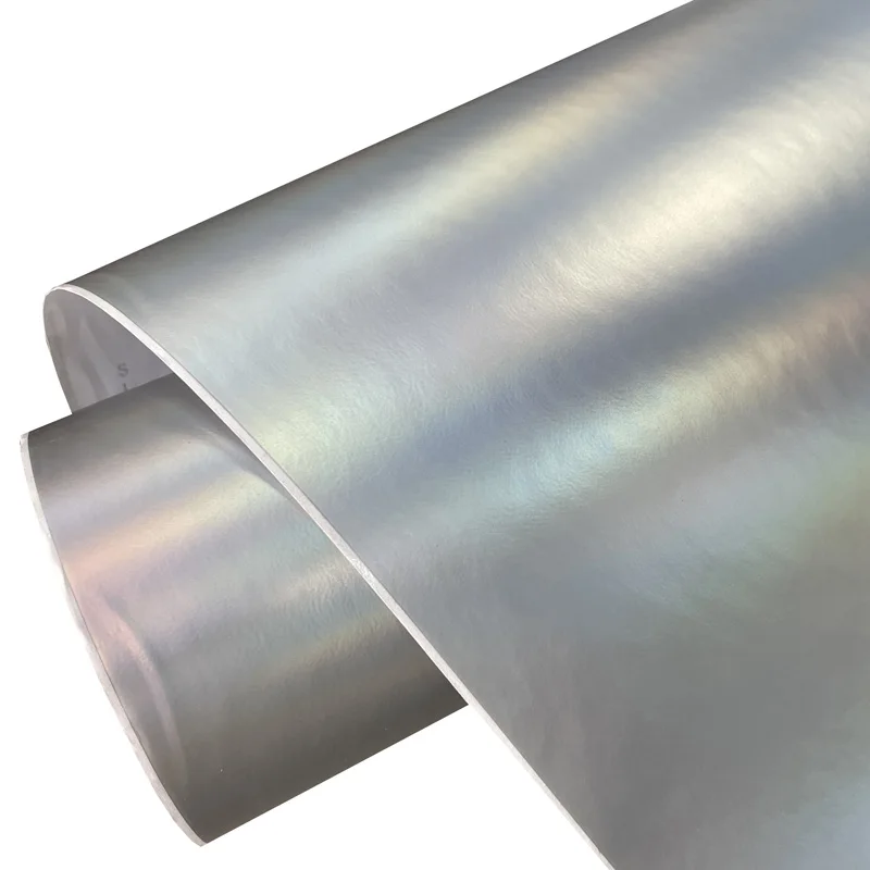 Premium Matte Rainbow Silver Holographic Vinyl Wrap Film Rolle Selbstklebende Aufkleber Aufkleber Automotive Car Wrapping Folie