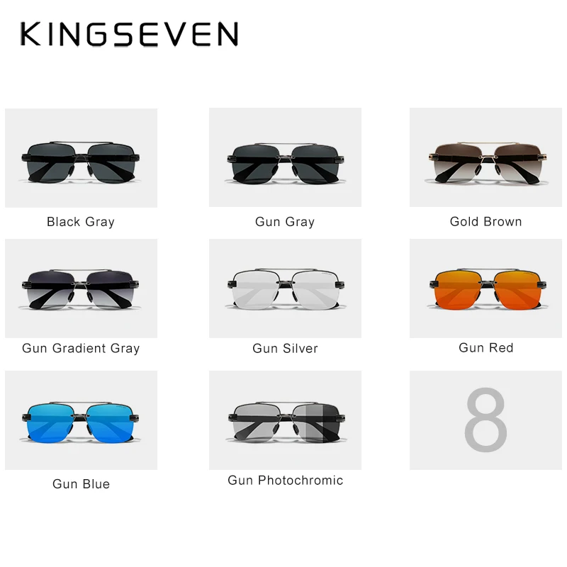 KINGSEVEN New Design Sunglasses For Men Polarized Gradient Sun glasses Women Men Square  UV400 New Driving Eyewear For Men