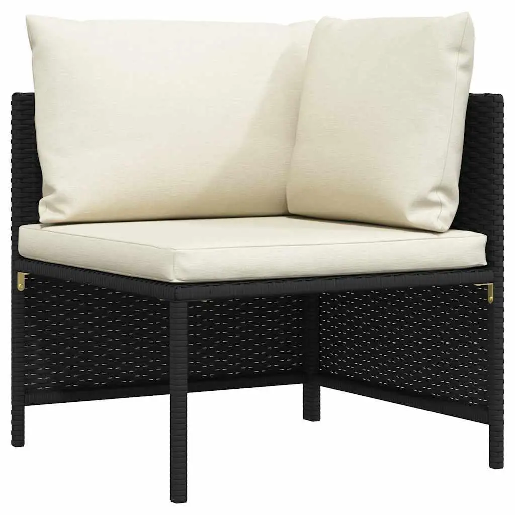 Outdoor Corner Sofa 23.6in Black PE Rattan Brown Cushions Modular Sectional Seating Garden Balcony Terrace, Customized