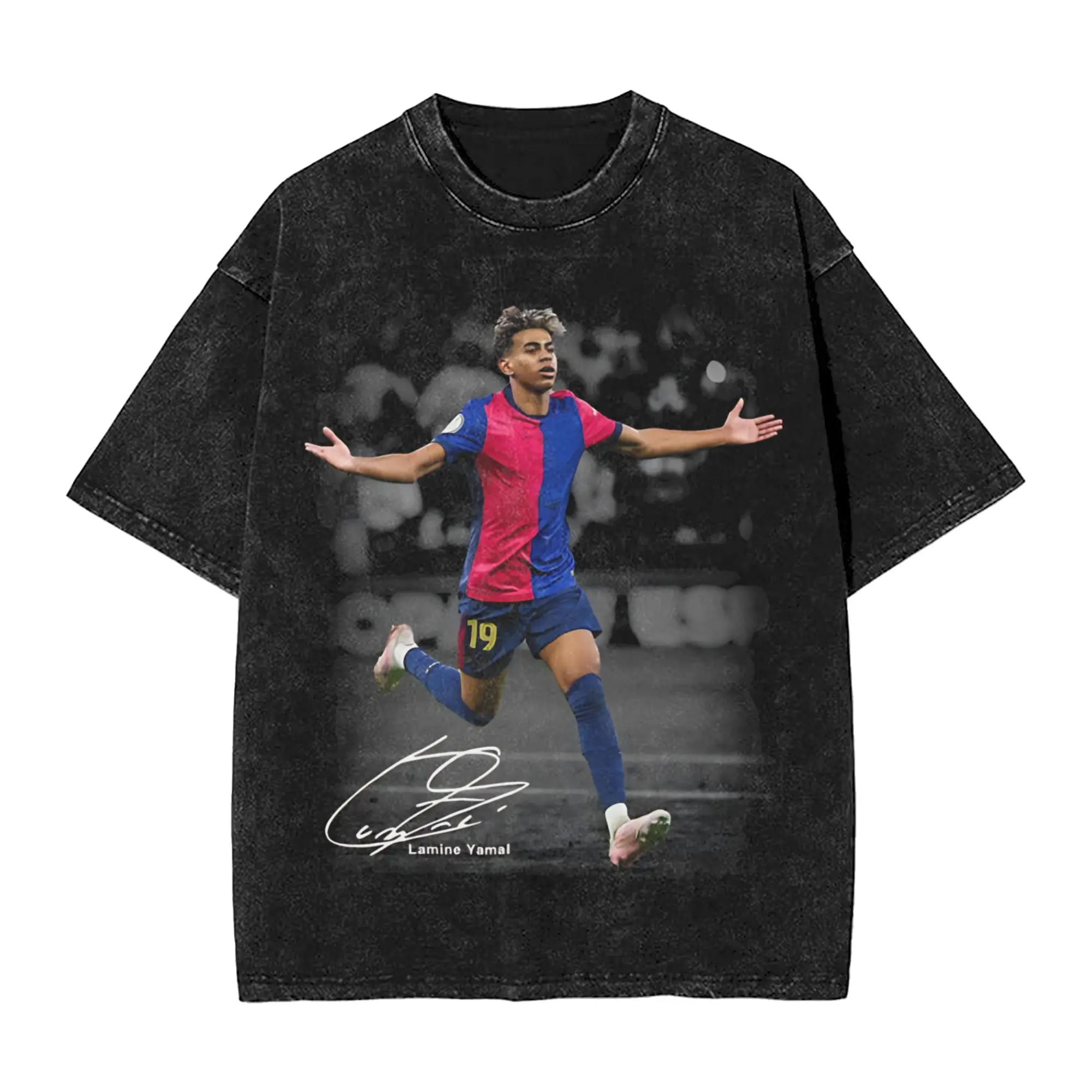Lamine Y-Yamal T Shirt Hip Hop Washed Cotton Street T-Shirt Football Soccer Cool Men Women Tops Streetwear Graphic Tee Shirt