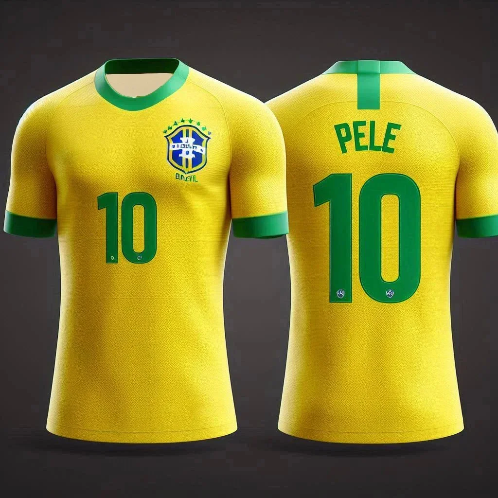 

Short Sleeved Football Jersey with Brazilian Style Sports Men's Loose Brazil AICG Breathable Football Jersey Kids Boys Clothes