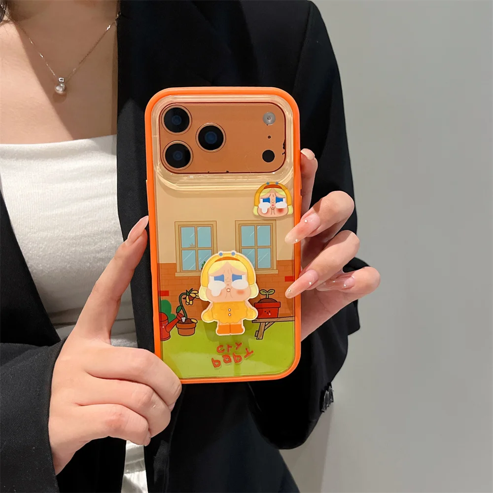 

Funny Cute 3D Cartoon Crying Girl Kawaii Phone Case For iPhone 17 16 Pro 15 14 Pro Max Cover For Apple 17 Pro Max 16 15 Pro Case