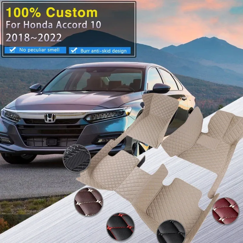 

Car Floor Mats For Honda Accord 10 10th CV1 CV2 CV3 2018~2022 Auto Foot Pads Luxury Leather Mat Carpet Rug Car Accessories 2019