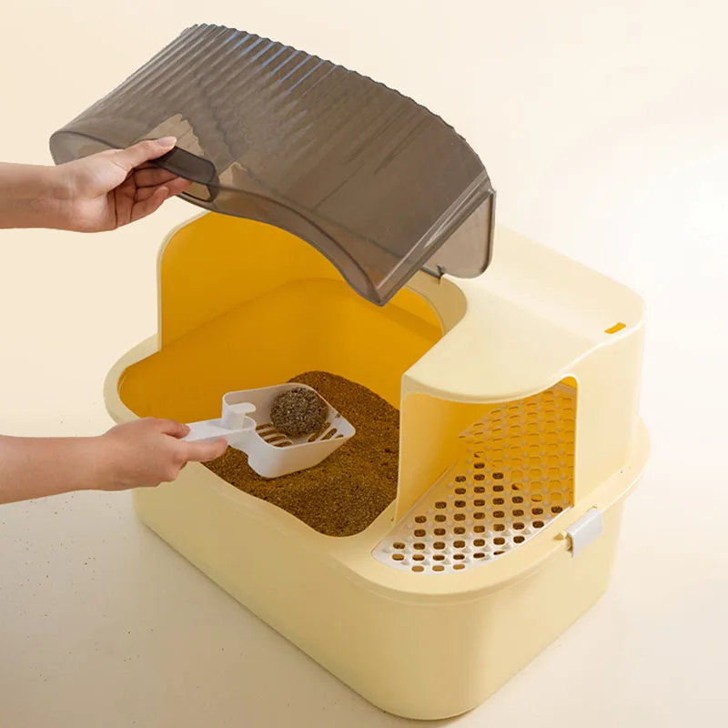 Imagem -05 - Cat Litter Box Condo Sandbox pá Fechada Scoop House Caverna Cat Bedpans Gatos de Jardim Pet Products Limpeza Scratcher