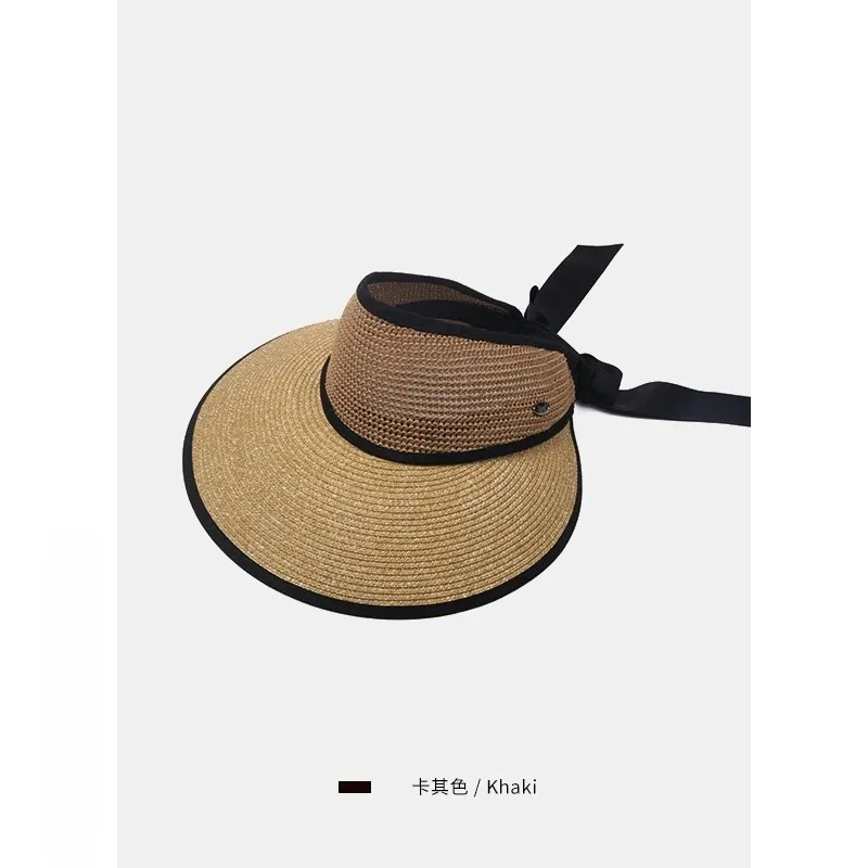 New Summer Straw Hats For Women Beach Hat Sun Empty Top Female Sun UV Protection Big Brim Hat Foldable Bowknot Cap