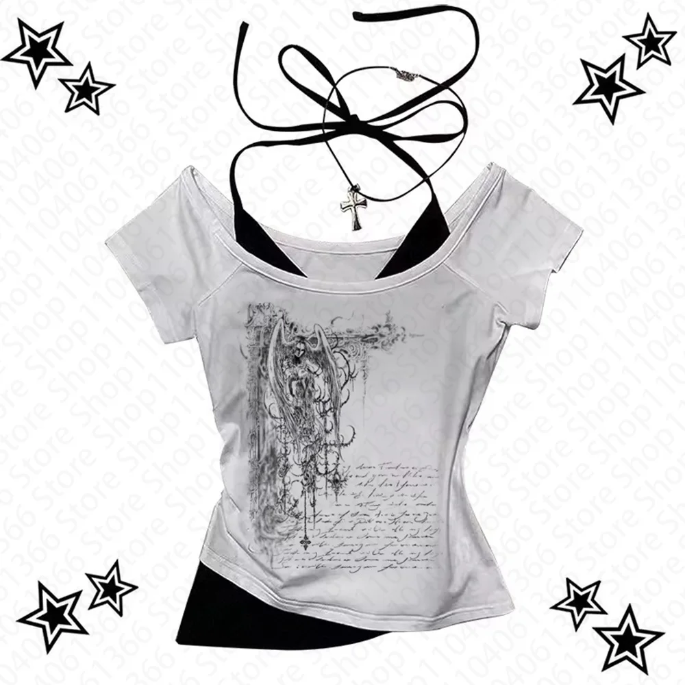 Y2K Harajuku emo Punk Woman's Slim Hip Hop Tube tops Metal Rock Sleeveless Grunge Hot Girl Camisole Personality Fashion Singlet