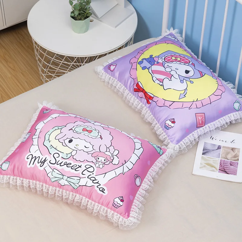 

60Cm Sanrioed Kawaii Cinnamoroll Cartoon My Melody Kuromi Pillowcase Summer Single Pillowcase Cute Dormitory Pillow Core Cover