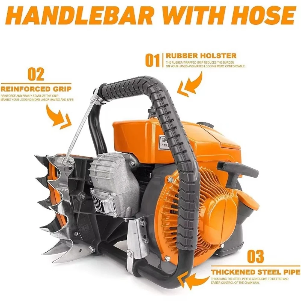 NS8105 منشار غاز 36 بوصة مع سلسلة شريط دليل، رأس طاقة ثنائي الدورة 105cc منشار سلسلة الطاقة 4.8KW 6.5HP بنزين