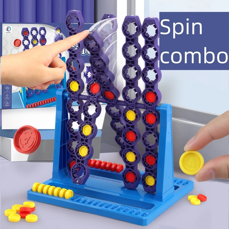 Connect 4 In A Line Board Game Four In Row Rotating Chessboard Funny Family Parent-child Interaction Toys for Kids Adults