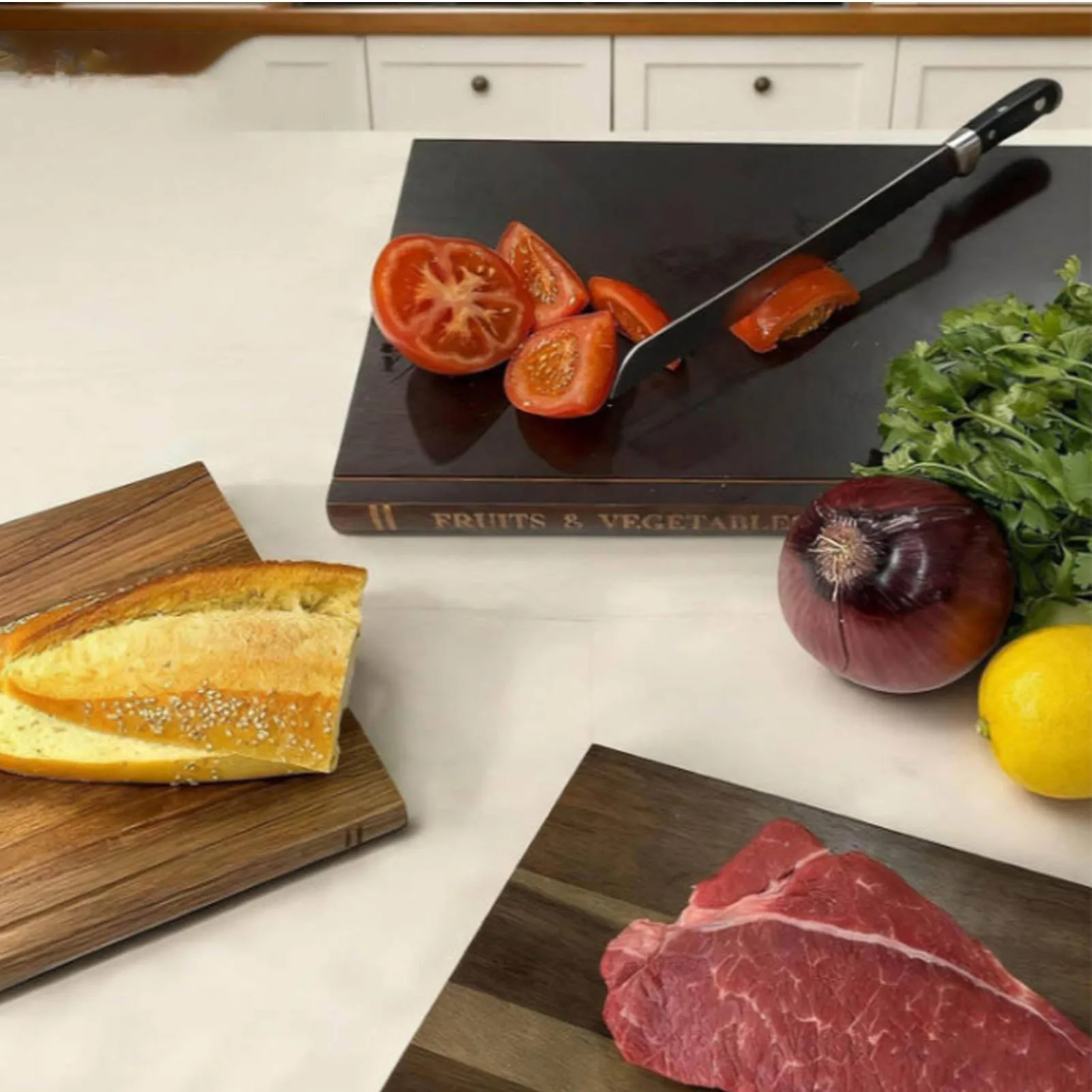 3PCS Book Cutting Board Set Wood Book Shaped Decorative Kitchen Chopping Boards with Stand for Fruits Vegetables Bread