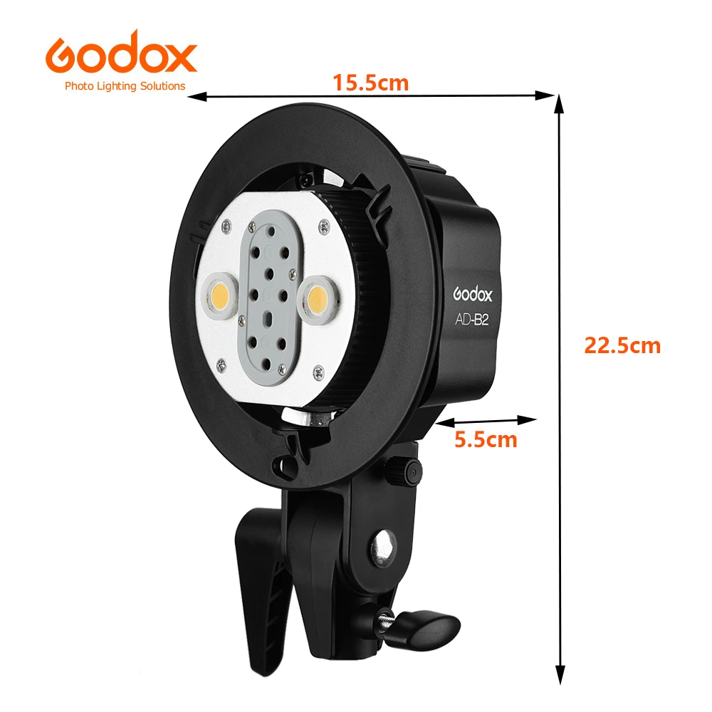 New Godox AD-B2 Dual Power Twin Head Bowens Mount to Install 2 Godox AD200 or AD200 Pro Pocket Flash or Flashpoint eVOLV 200 TTL