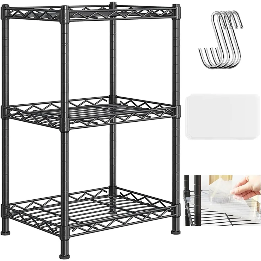 

Santoy 3 Tier Storage Shelves Adjustable,Rack Metal Shelf Unit for Kitchen, Bathroom, Pantry, Closet, and Bedroom - Strong Steel