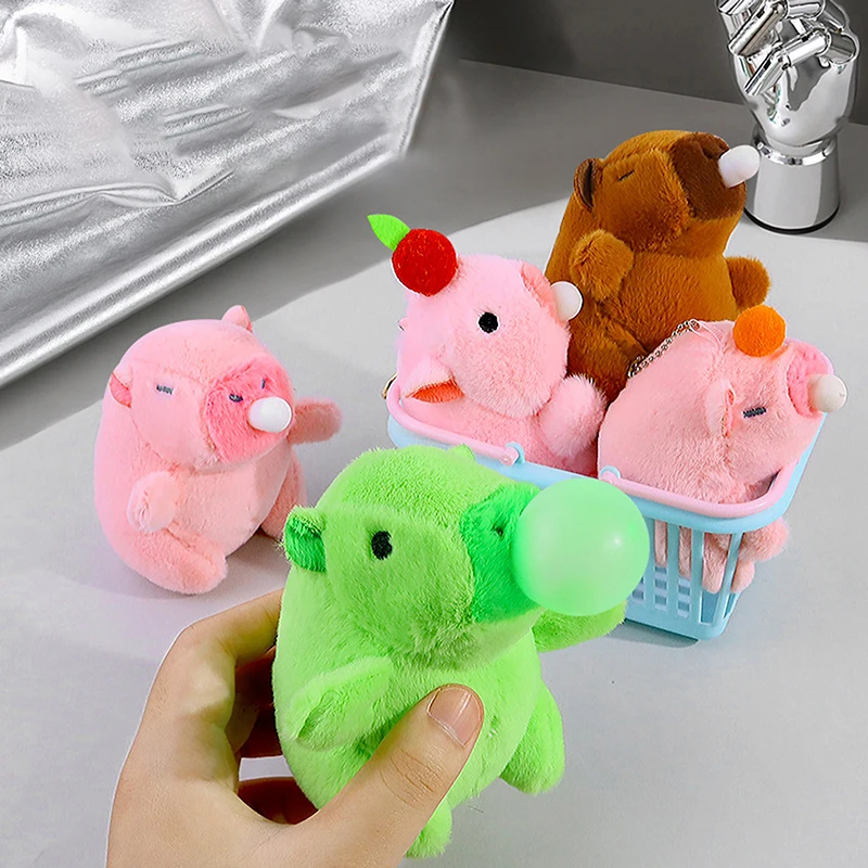 Kawaii Plush Keychain Cute Capibara With Turtle Bag Creative Doll Simulation Capibara Anime Fluffty Toy Birthday Gifts