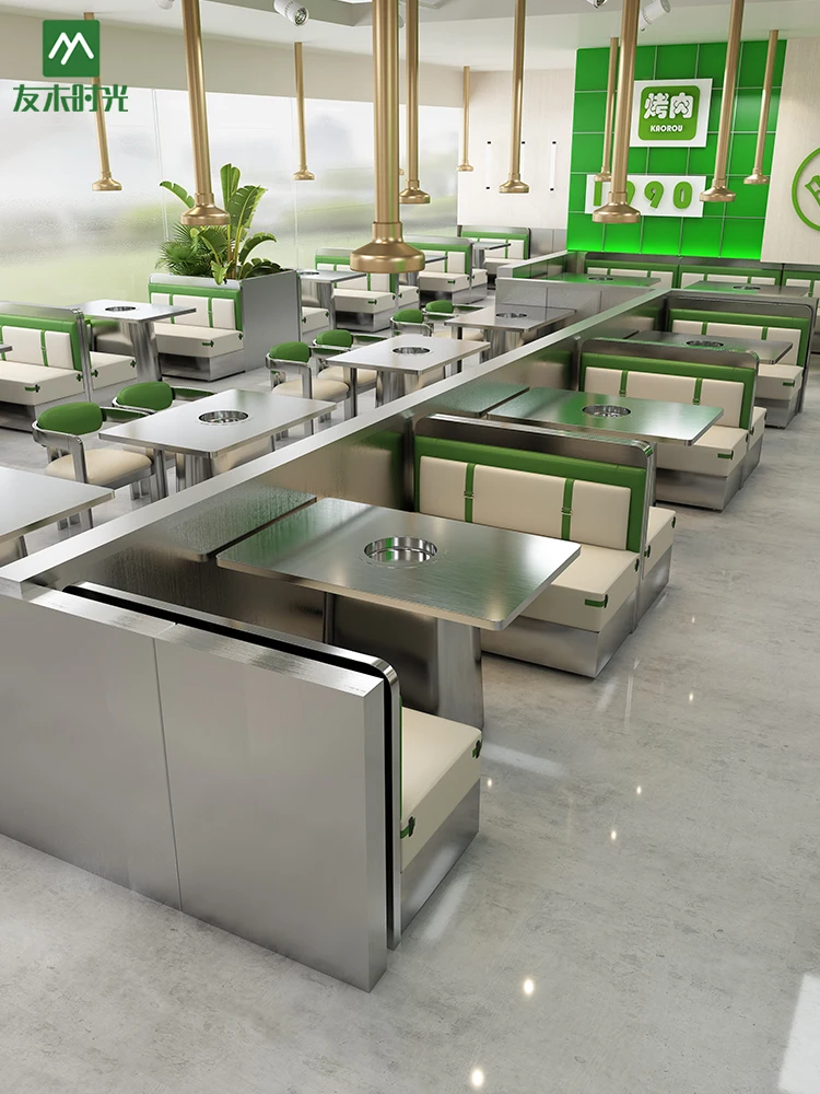 LTT stainless steel chair industrial style theme restaurant wall booth cafe table and chair combination