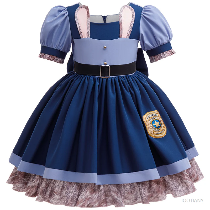 

Anime Rabbit Role-playing Police Officer Costume Movie Blue Princess Dress Birthday Party Costume Girl Cute Animal Ears Dress