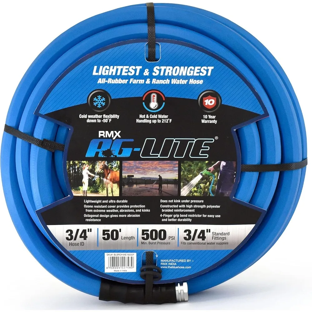 

Лидер продаж AG-LITE BSAL3450 3/4 x 50 футов резиновый садовый шланг для горячей/холодной воды, 100% резина, сверхлегкий, сверхпрочный