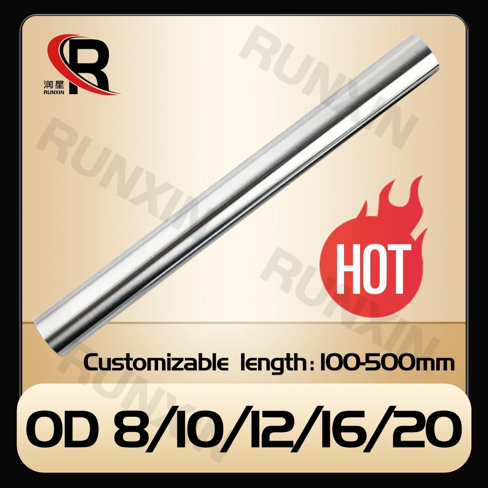 RXTNC 1pcs Optical Axis OD 8 10 12 16 20mm L100 200 300 400 500mm Chrome plated hard shaft HRC58-62 for 3D Printer CNC part