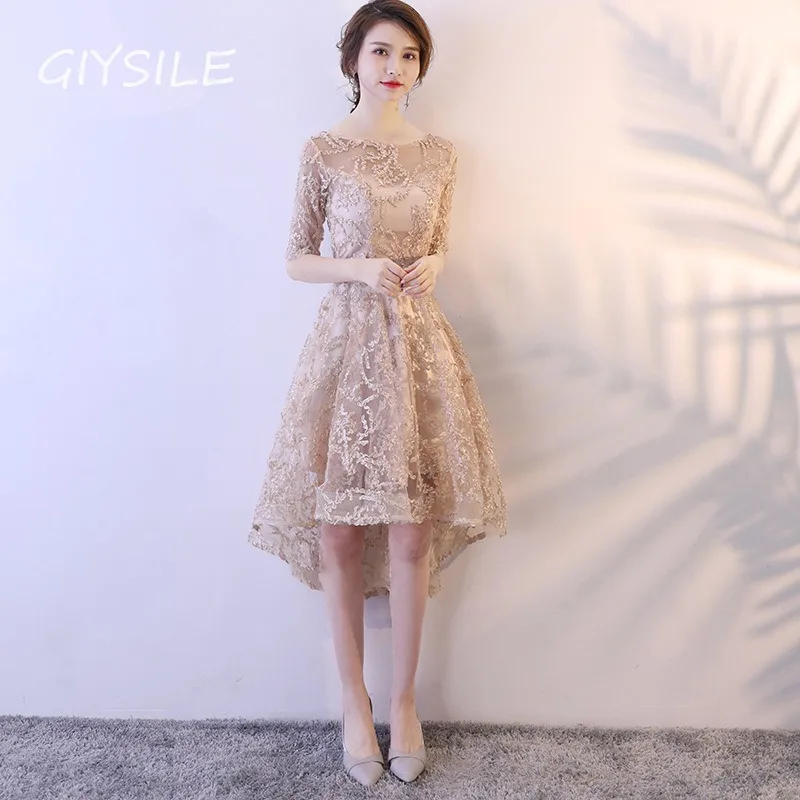 

GIYSILE Evening Dress 2025 New Party Short Before Long Elegant Slim Party Princess Dress Spring Round Neck A-line Skirt fashion