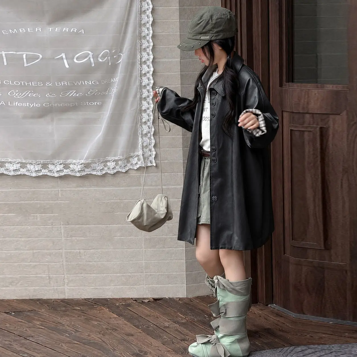 2026 Children Girls Mid-length Leather Jackets UNITIM Autumn 4-14Yrs Kids Girls Outerwear Coat Vintage Teens Girls Loose Jackets