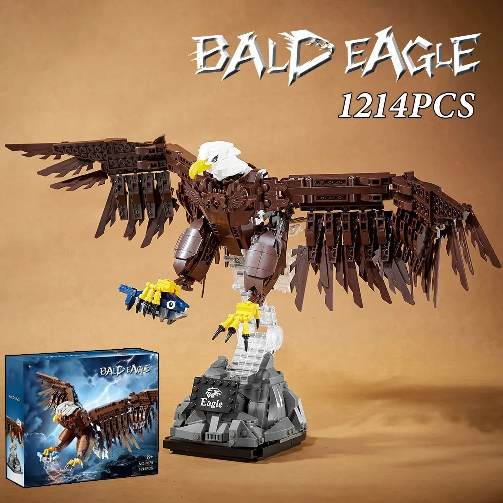 MOC Creative 1214Pcs Bald Eagle Animal Building Blocks White-Headed Sea Eagle Bricks Collection Decoration Toys  Gift