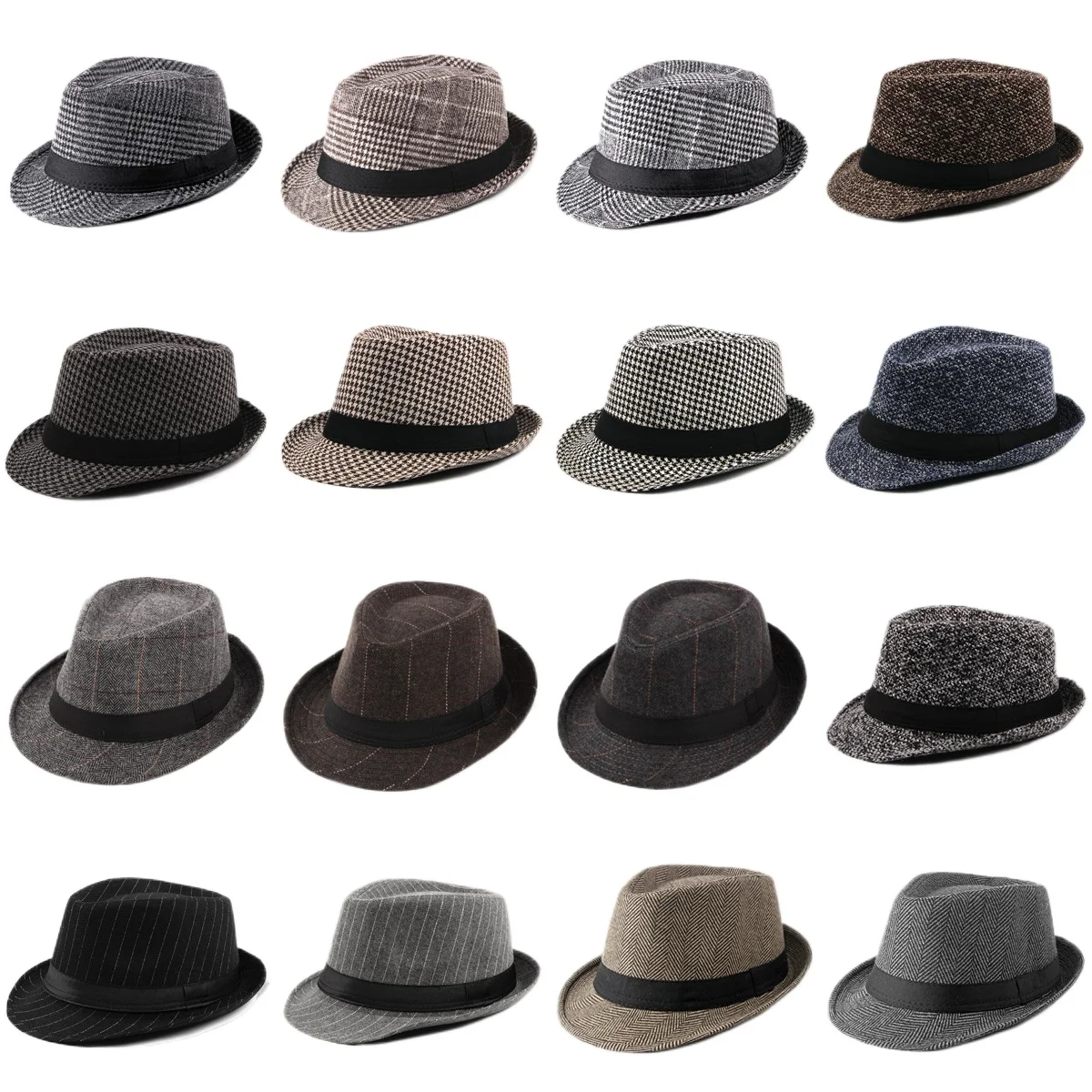 Sombrero de boda de lana para hombres de mediana edad, sombrero Fedora de Jazz de diseño de lujo a cuadros, moda de fiesta de otoño e invierno,