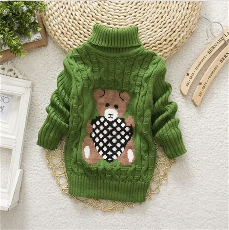 new 2016 baby girls boys autumn/winter wear warm cartoon sweaters children pullovers outerwear babi turtleneck sweater Q183