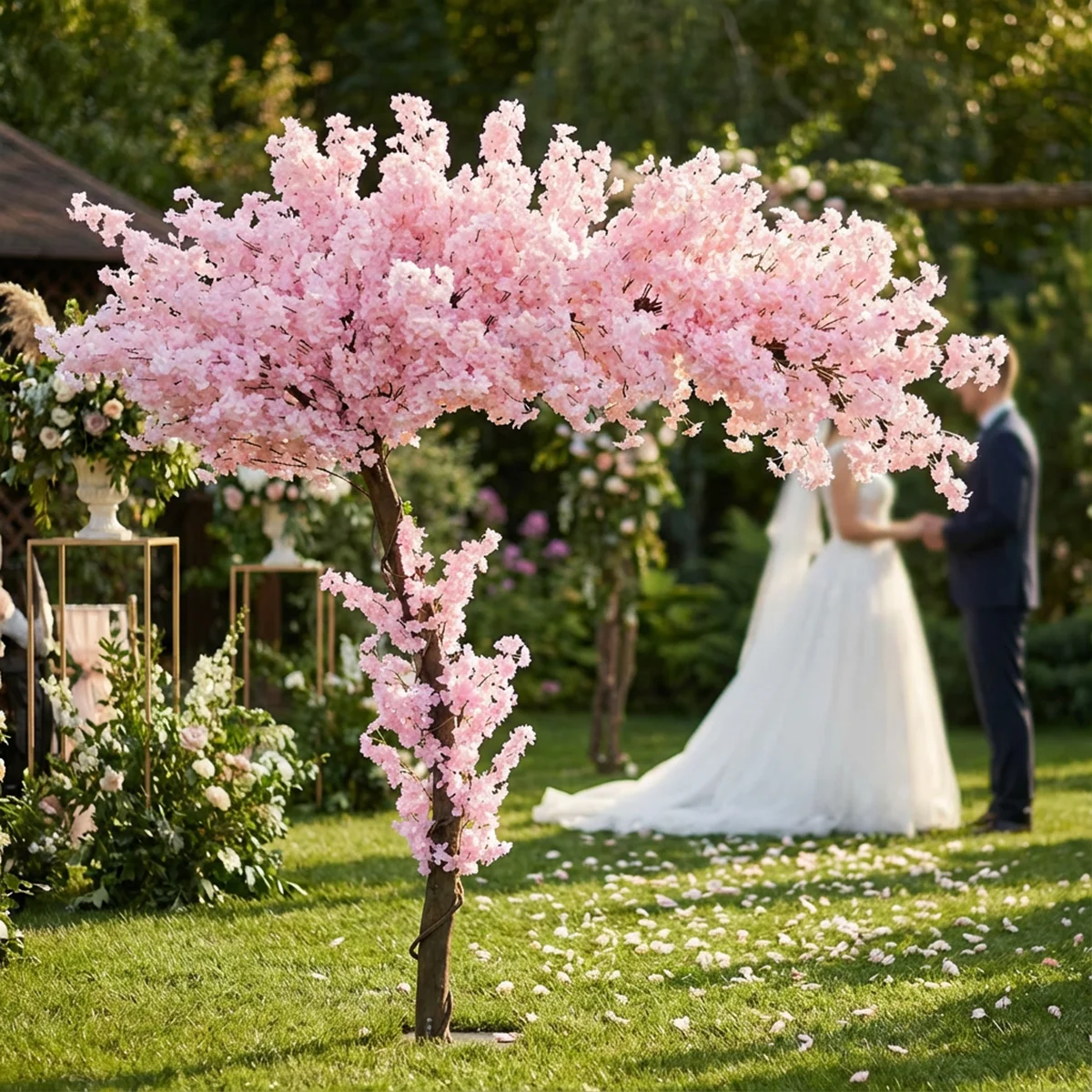 

Pink Artificial Cherry Blossom Tree Wedding Table Centerpiece Outdoor Hotel Decoration Flower Plant for Events