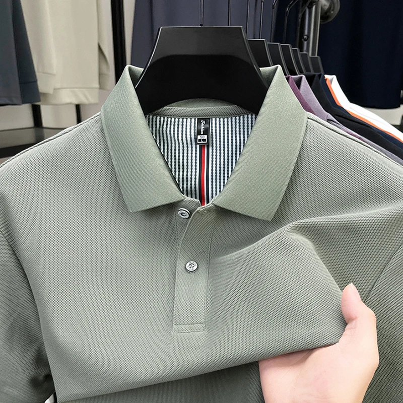 Summer Polo Shirt with a Collar 100% Pure Cotton Men's Casual Breathable and Lightweight Top High-End Men's Fashion Trendy Wear