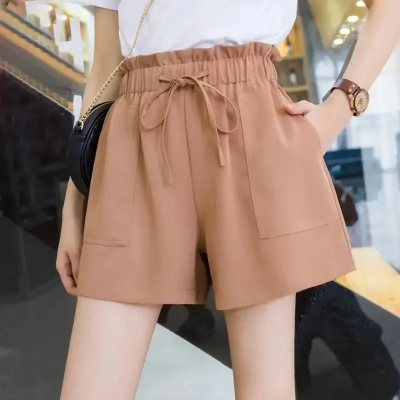 

Women New Casual Home Shorts Outdoor Summer Sports Comfortable Elastic Waist Solid Loose Female Pants Fashion Streetwear 2024