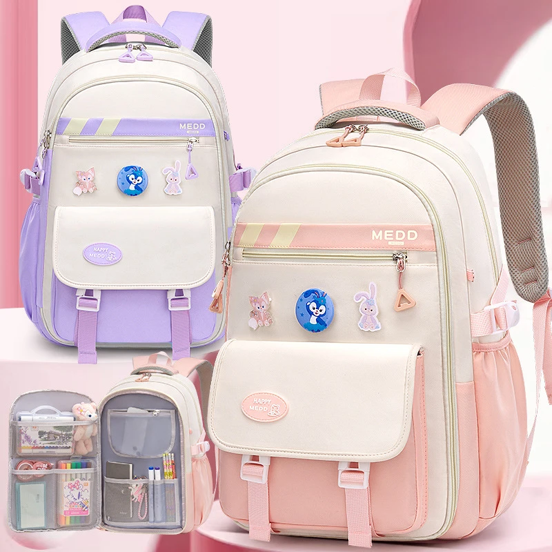 Disney Star Dailu's new fashionable and casual girls' large-capacity backpack, lightweight and lightweight backpack, schoolbag.