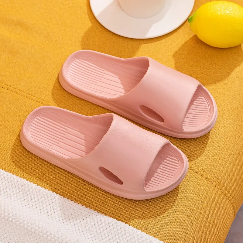 Women's PU Square Head Flat Casual Hollow Out Bottom Home Slippers EVA Sweet Lightweight Breathable Flat Bath Slippers Shoes