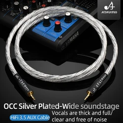 ATAUDIO HiFi 3.5 AUX Cable 6N OCC Silver Plated Core Dual Shield Stereo 3.5mm Phone Amplifier Audio Male to Male Adapter Cable