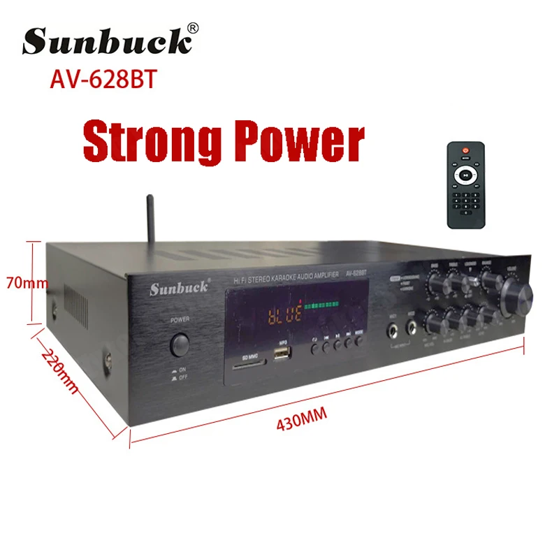블루투스 5.0 오디오 파워 앰프, 홈 시어터 앰프, 원격 제어, FM USB 지원, 110 V, 220V, 2000W
