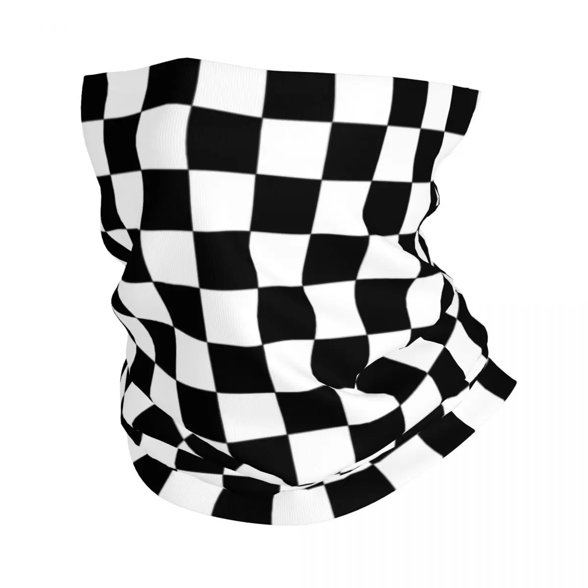 Custom Black And White Checkered Bandana Neck Warmer Men Women Winter Hiking Ski Scarf Gaiter Geometric Checkerboard Face Cover