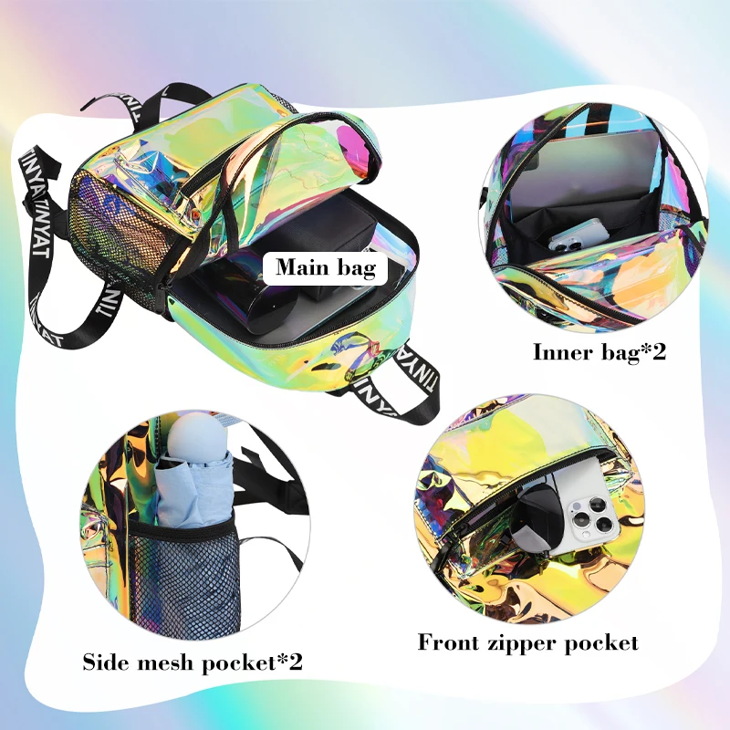 حقائب ظهر شفافة من مادة PVC من TINYAT للنساء، حقيبة مدرسية أنيقة مقاومة للماء لمهرجان الموسيقى، حقيبة ita لسهولة التفتيش أثناء السفر