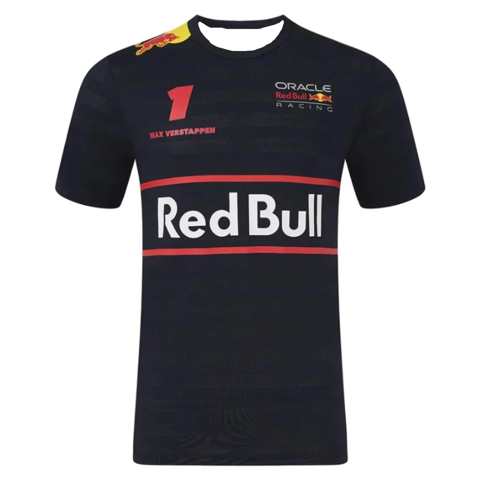 Red Bull Racing F1 T-Shirt de motocycliste Max Verstappen pour hommes bleu marine _ 2025 T-Shirt confortable à séchage rapide pour adultes