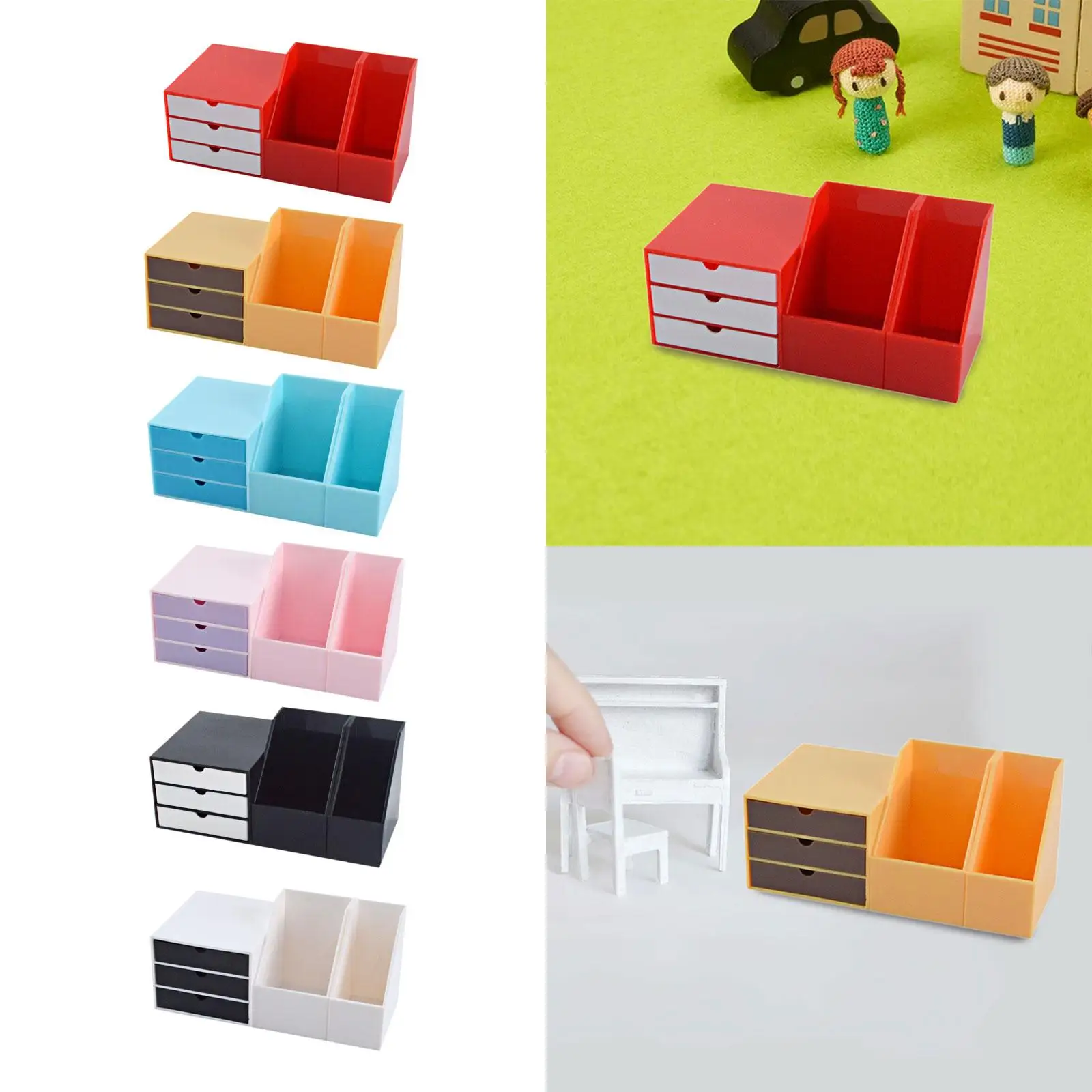 Dollhouse Miniature Bookshelf Storage Rack 1/6 Scale Doll House Desk Shelf for Decoration DIY Scenery Fairy Garden Accessories