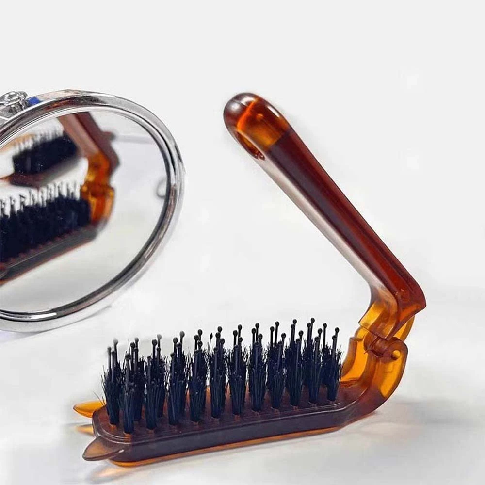 

Bristle Foldable Bristle Comb Wide Toothed Comb Curly Hair Pocket Massage Comb Cartoon Cat's Ears Shape Fluffy