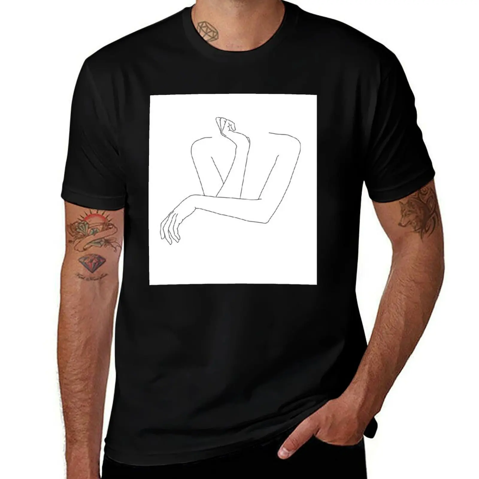 Folded arms line drawing - Anna T-Shirt Comfortable Daily Wear Tee T-Shirt