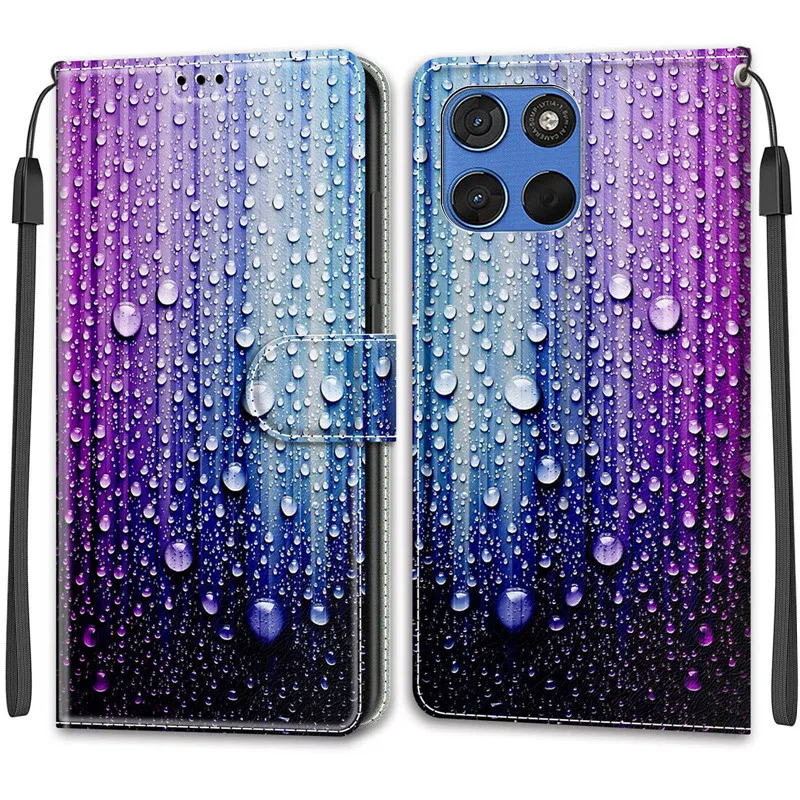 Etui z klapką z motywem kwiatowym na Motorola MOTO G17 G57 G67 G77 Power G 17 57 5G, skórzane etui portfelowe z funkcją podstawki, pokrowiec w formie książki. — zdjęcie produktu 2