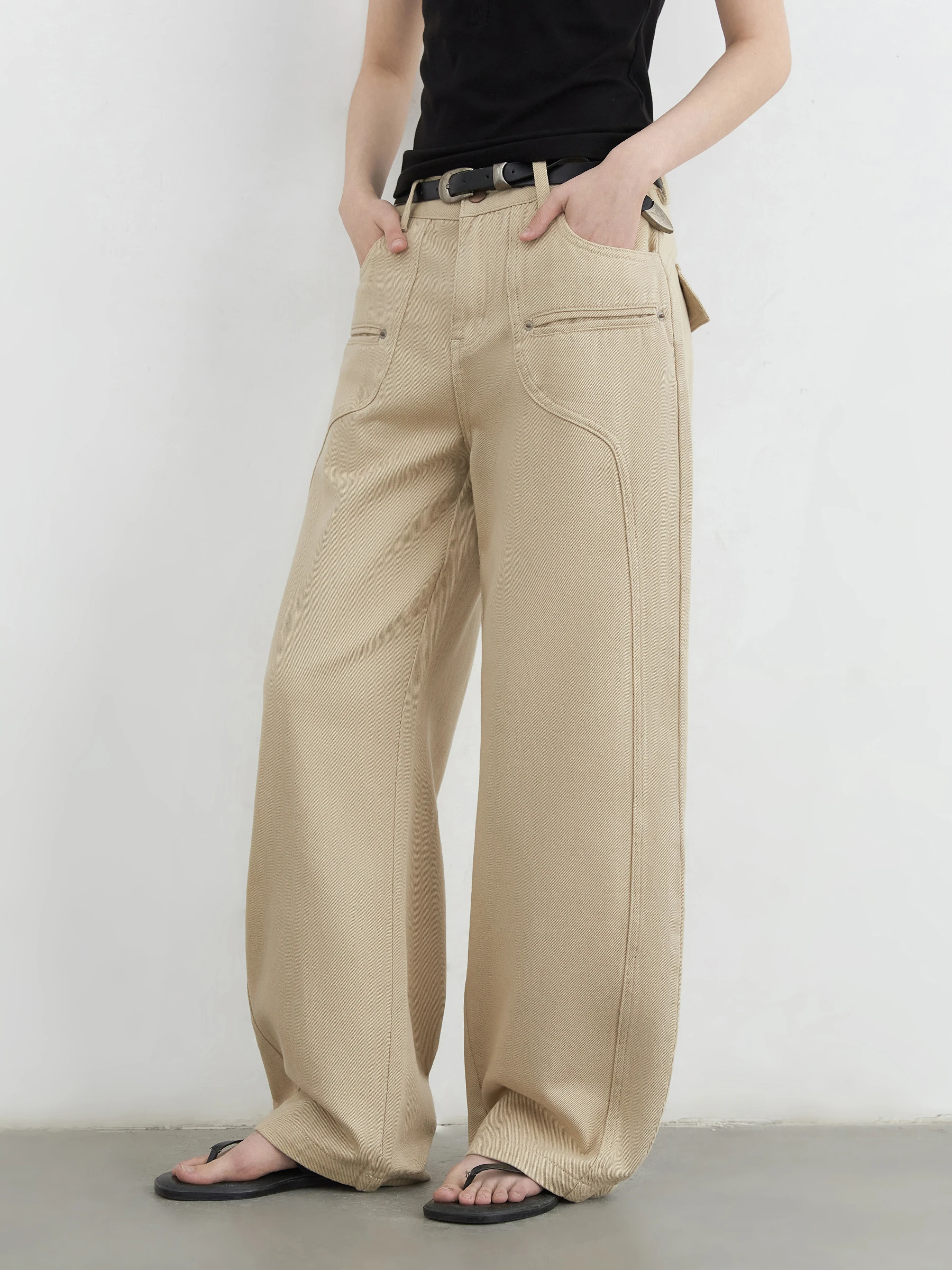 CHIC VEN Women Jeans Solid Loose Casual New Split Wide Leg Denim Pant Workwear Female Trousers Spring Autumn 2025